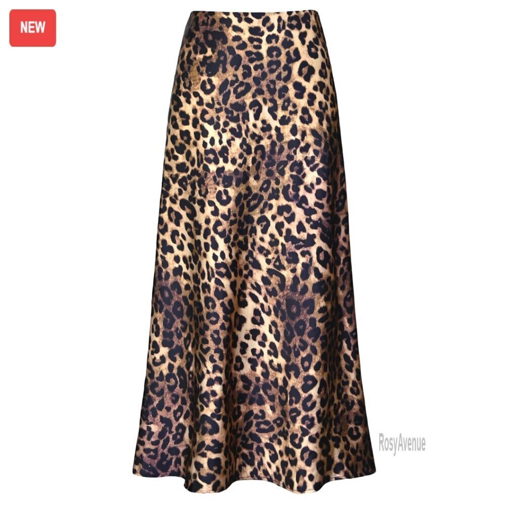 Satin High Waist Maxi Skirt Hidden Elastic Waistband A-Line Long